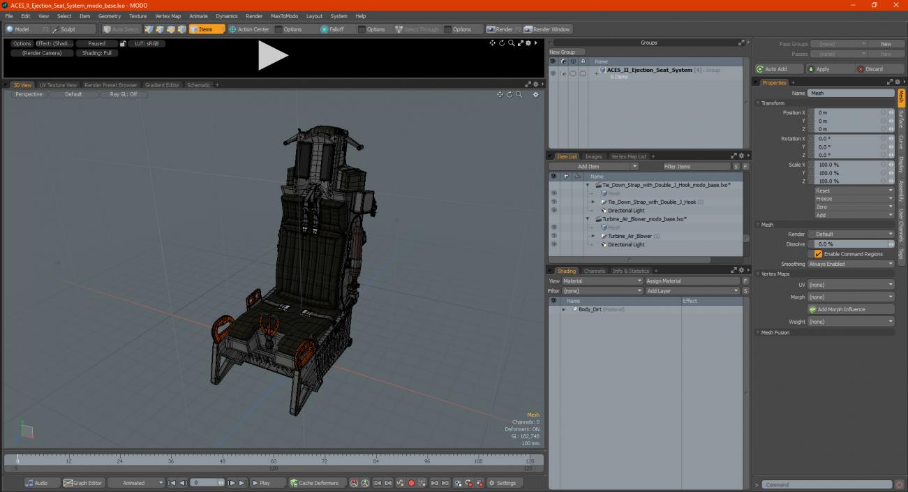 3D ACES II Ejection Seat System model