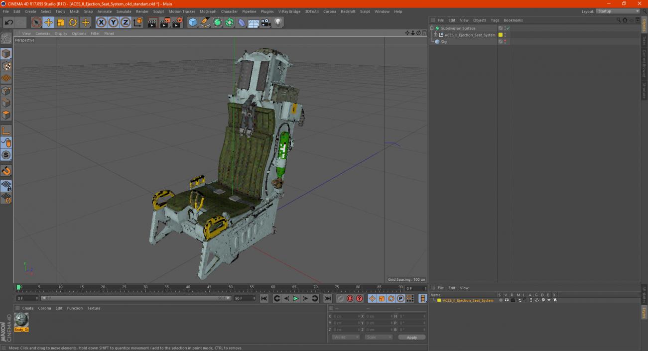 3D ACES II Ejection Seat System model