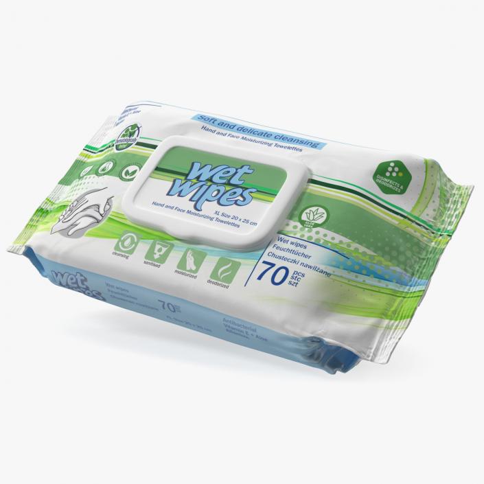 3D model Hands Cleansing Wet Wipes