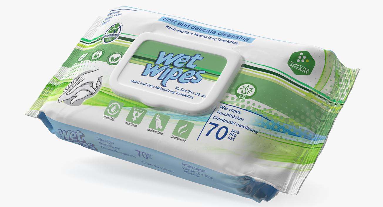 3D model Hands Cleansing Wet Wipes