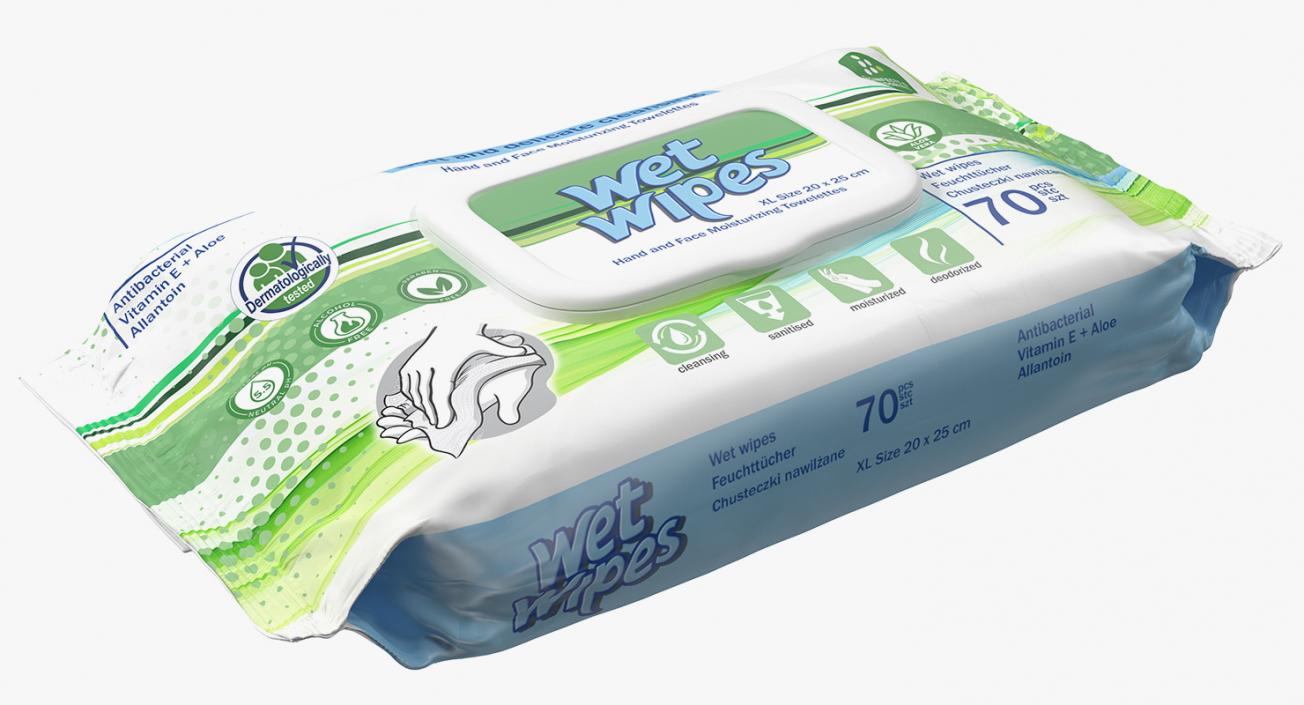 3D model Hands Cleansing Wet Wipes