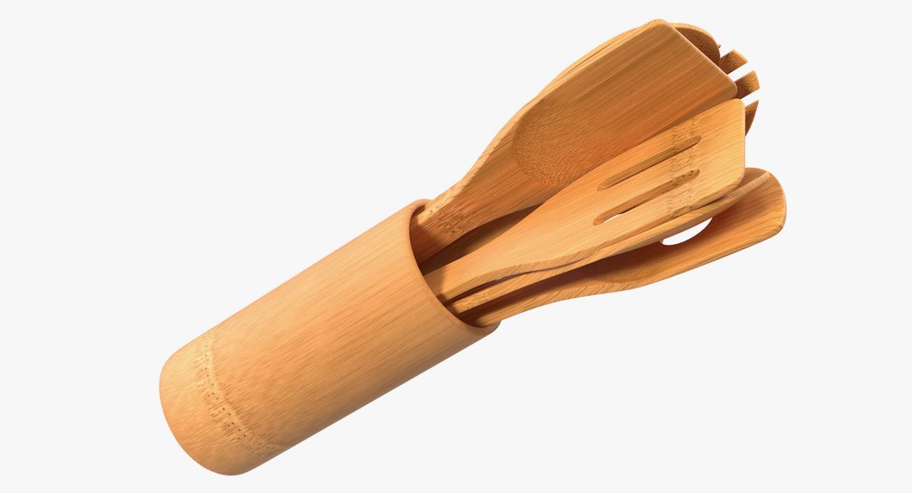 3D model Wooden Cooking Spoons 3D Models Set