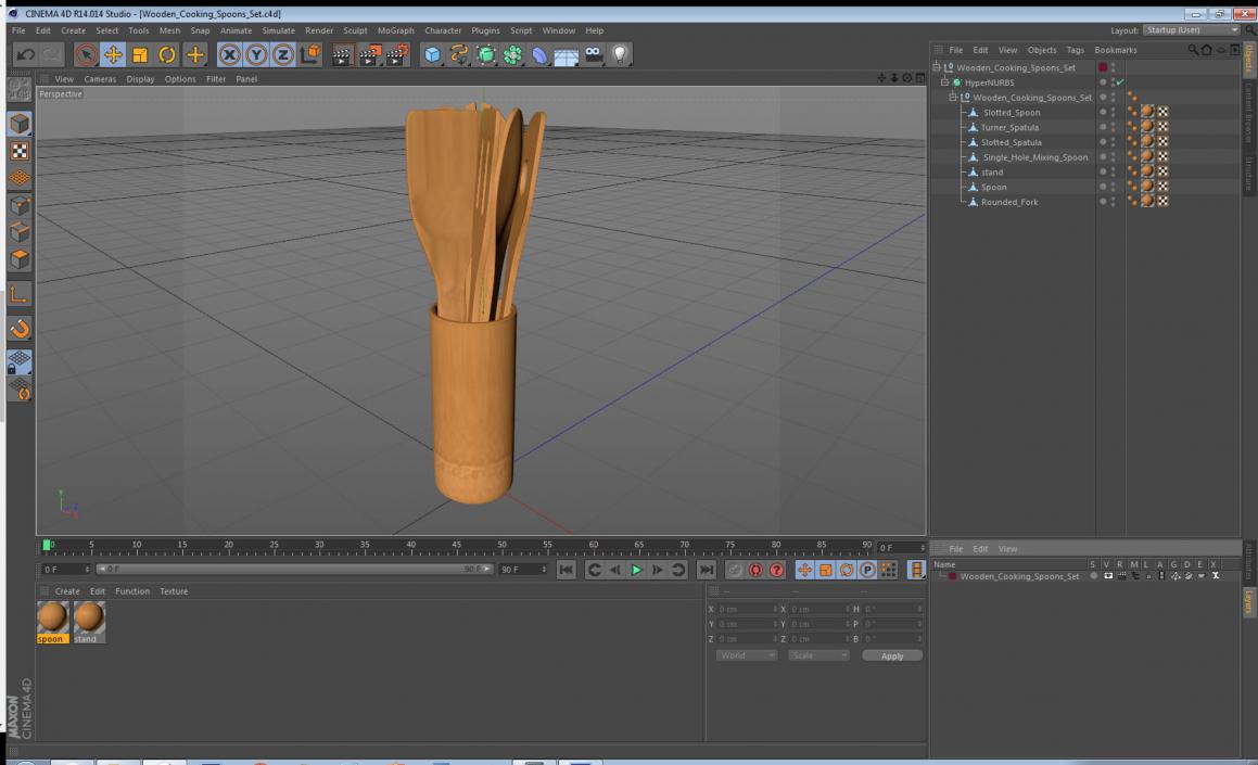 3D model Wooden Cooking Spoons 3D Models Set