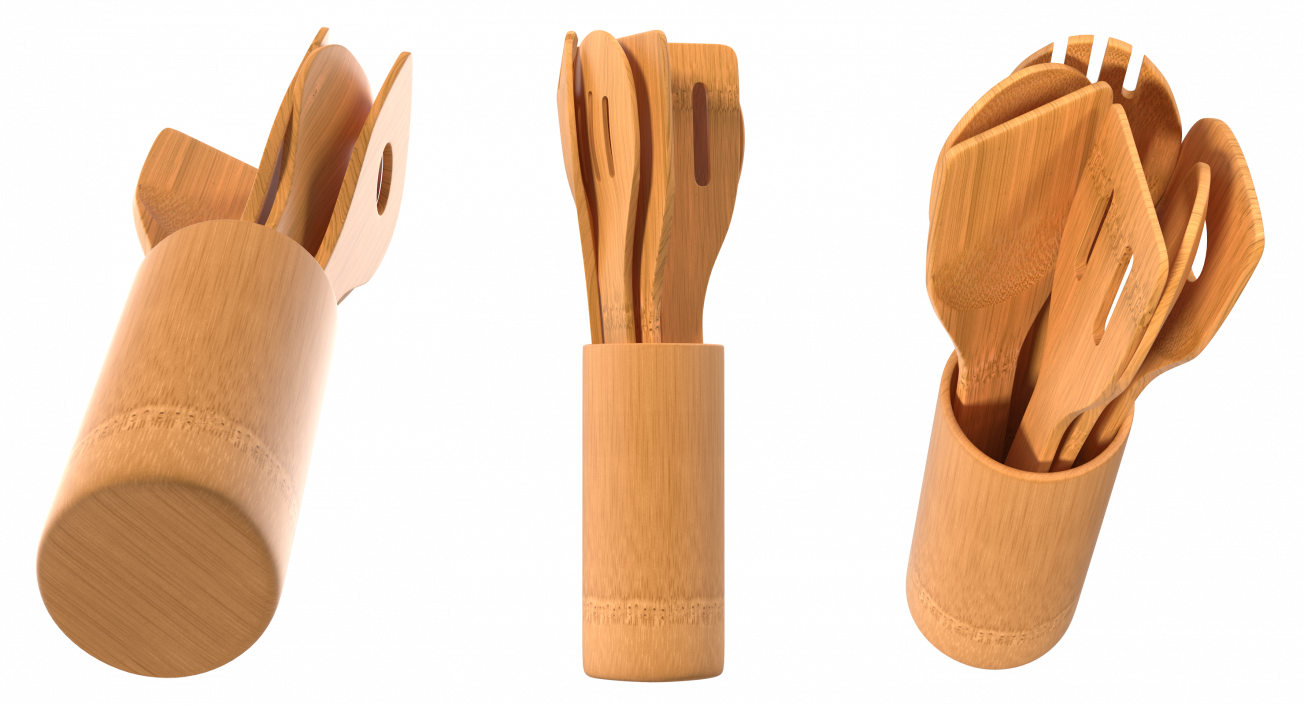 3D model Wooden Cooking Spoons 3D Models Set