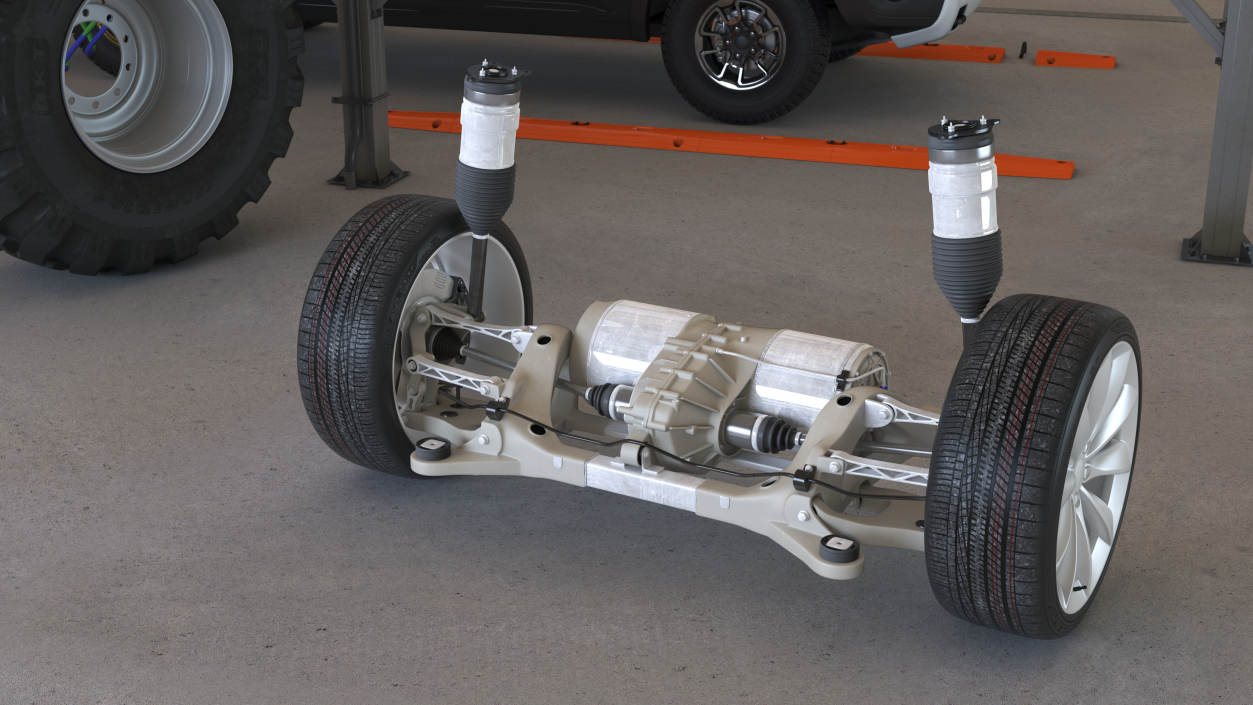 3D Electric Car Chassis Suspension