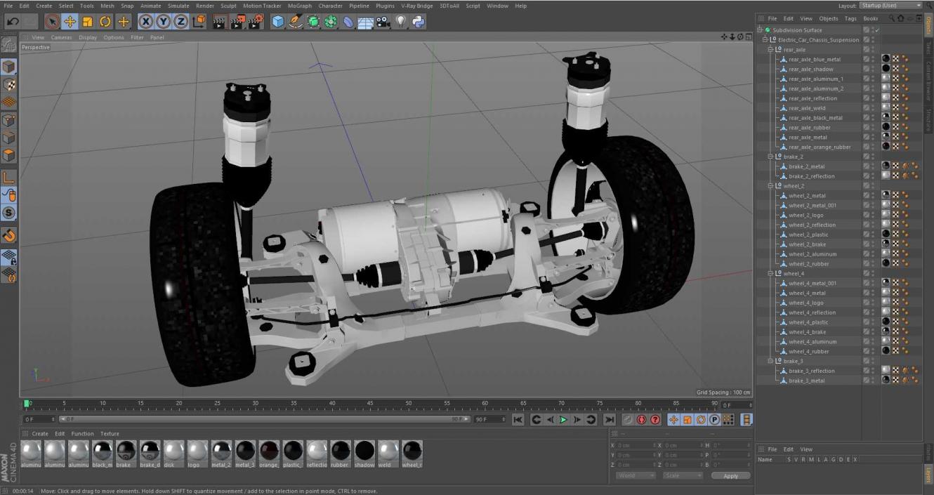 3D Electric Car Chassis Suspension