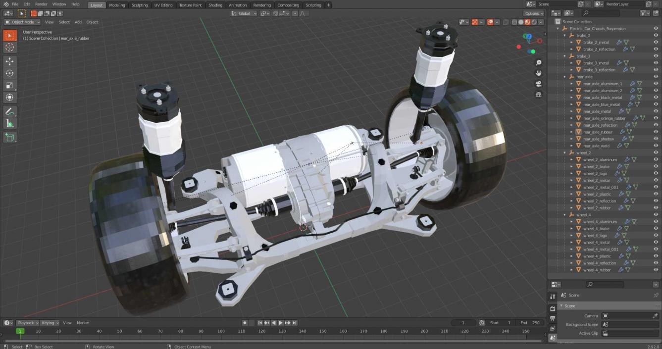 3D Electric Car Chassis Suspension