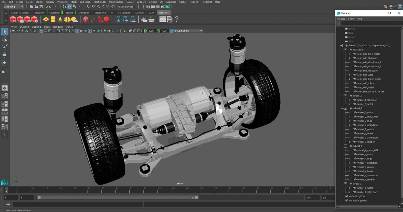 3D Electric Car Chassis Suspension