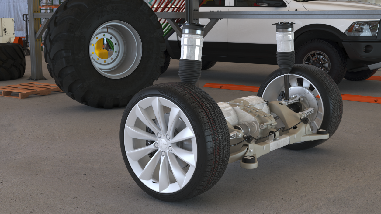 3D Electric Car Chassis Suspension