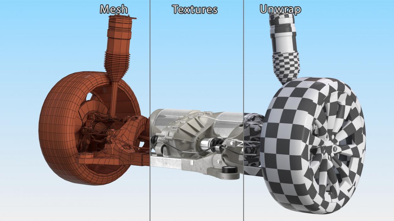 3D Electric Car Chassis Suspension