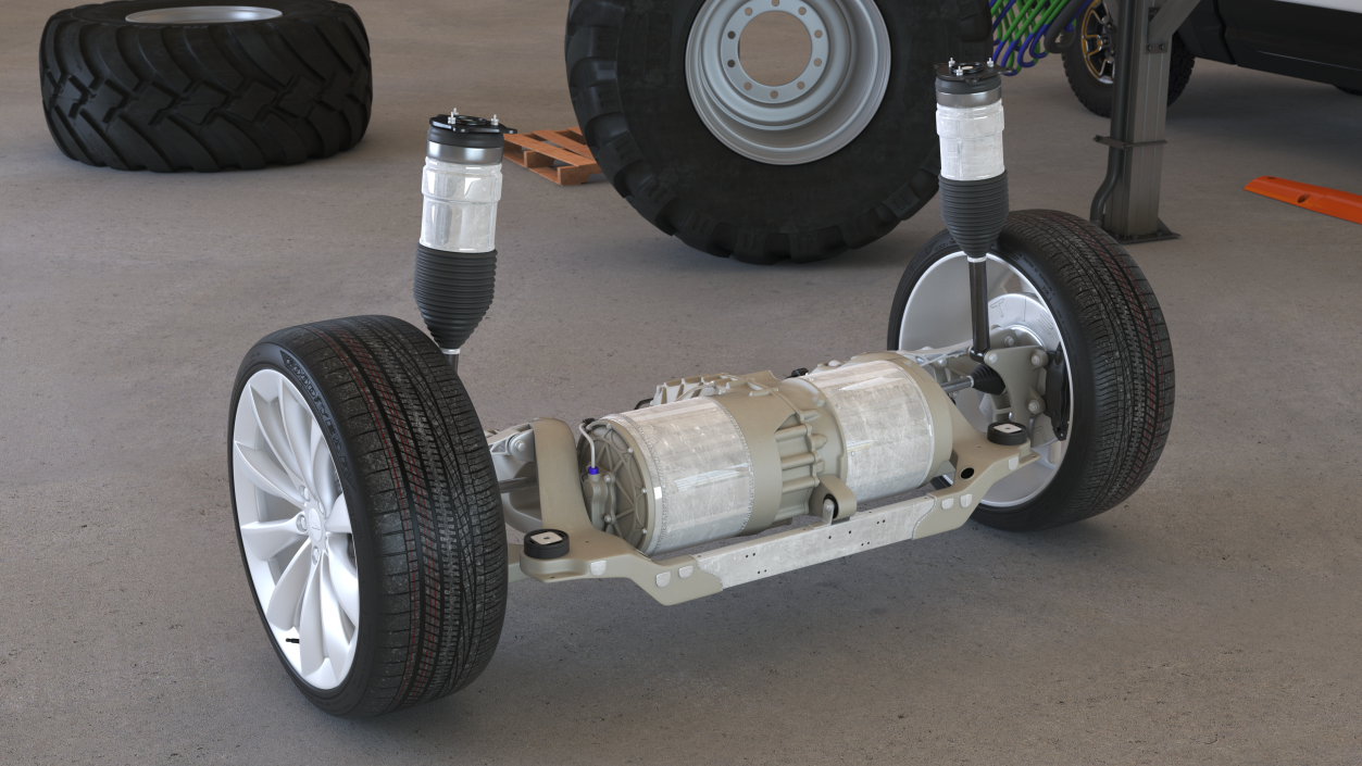 3D Electric Car Chassis Suspension