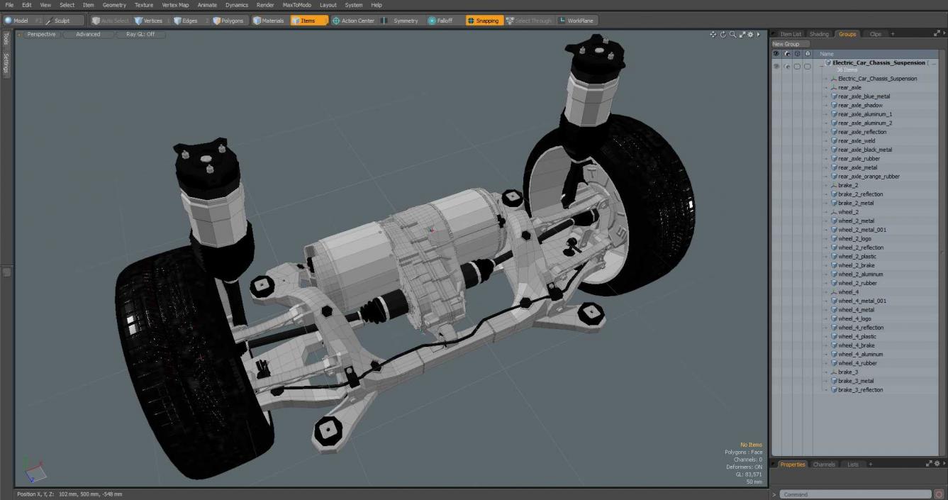 3D Electric Car Chassis Suspension