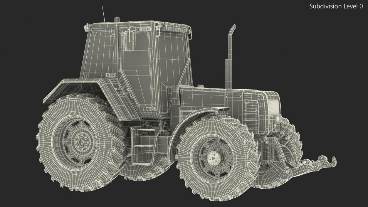 3D Renault 160-94 Wheel Tractor Dirty Rigged