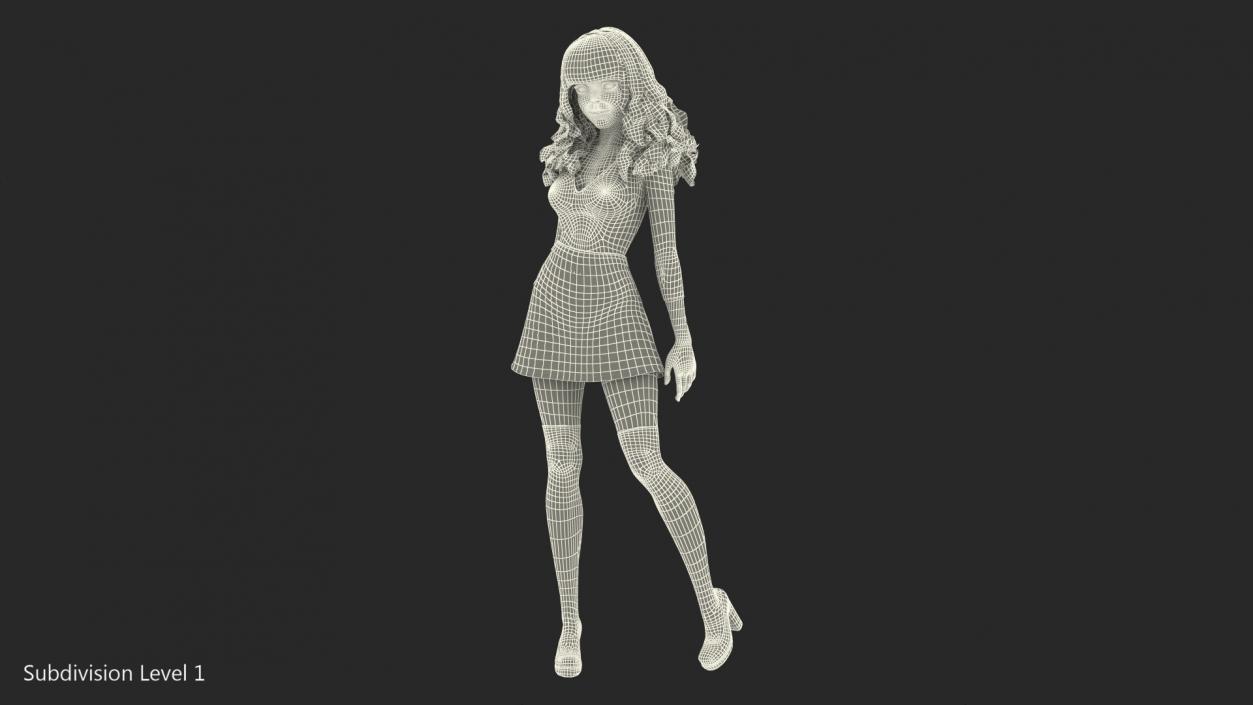 3D model Cartoon Woman Clothes Standing Pose