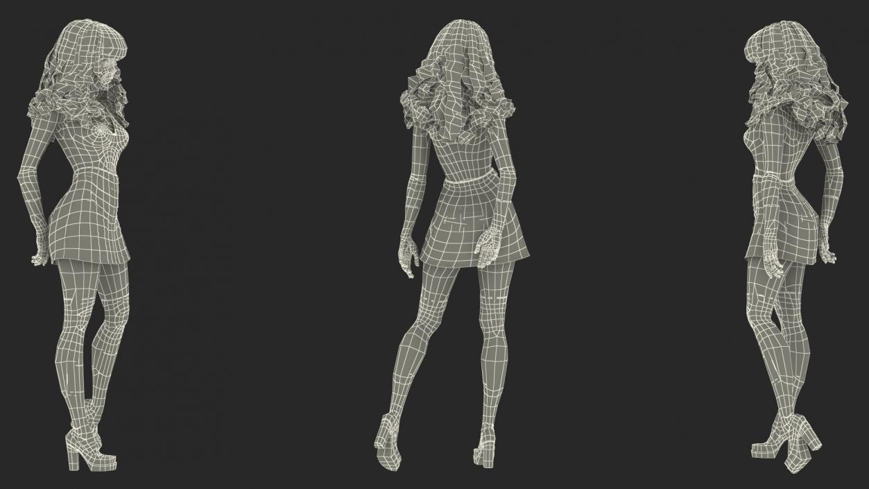 3D model Cartoon Woman Clothes Standing Pose