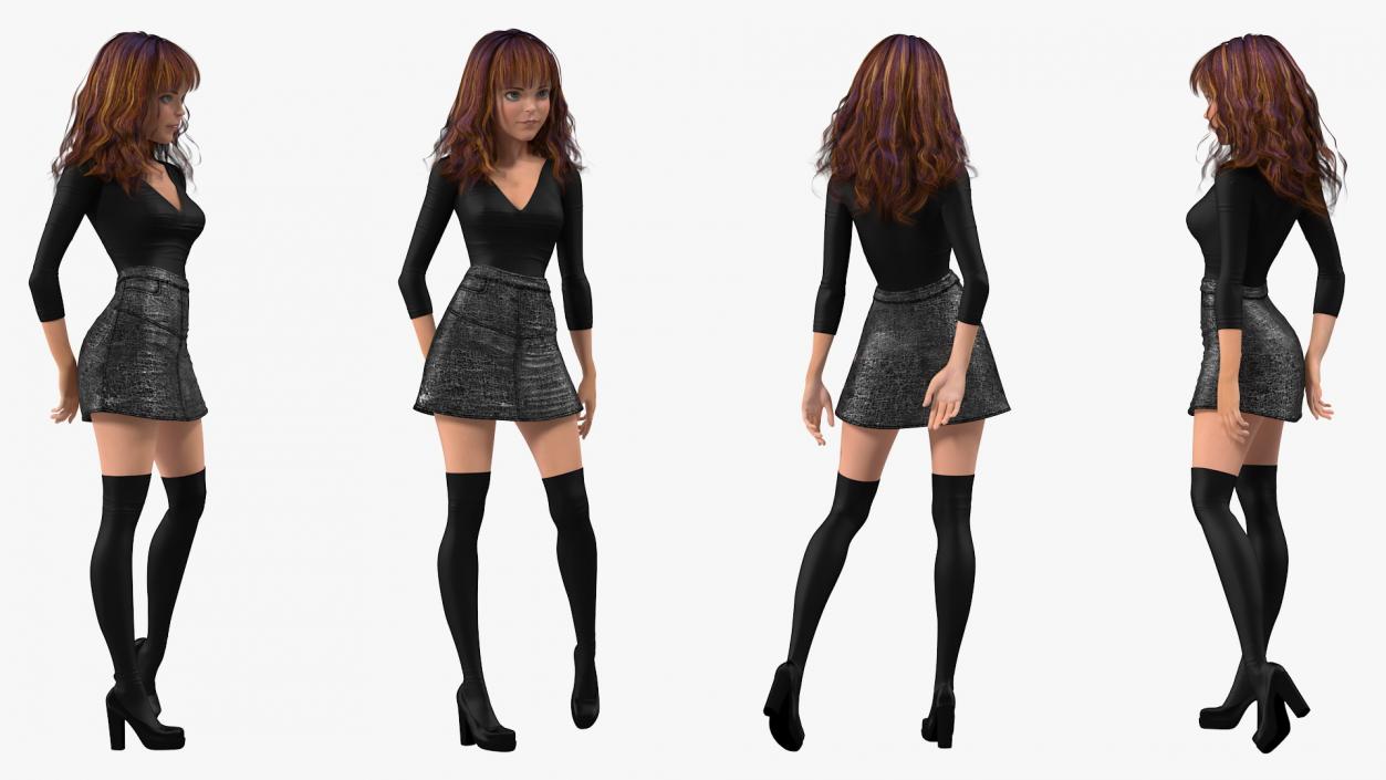 3D model Cartoon Woman Clothes Standing Pose