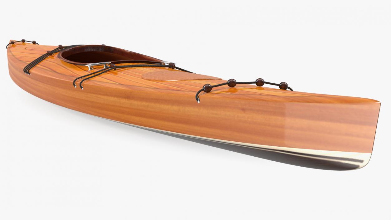 Wooden Kayak with Paddle 3D model