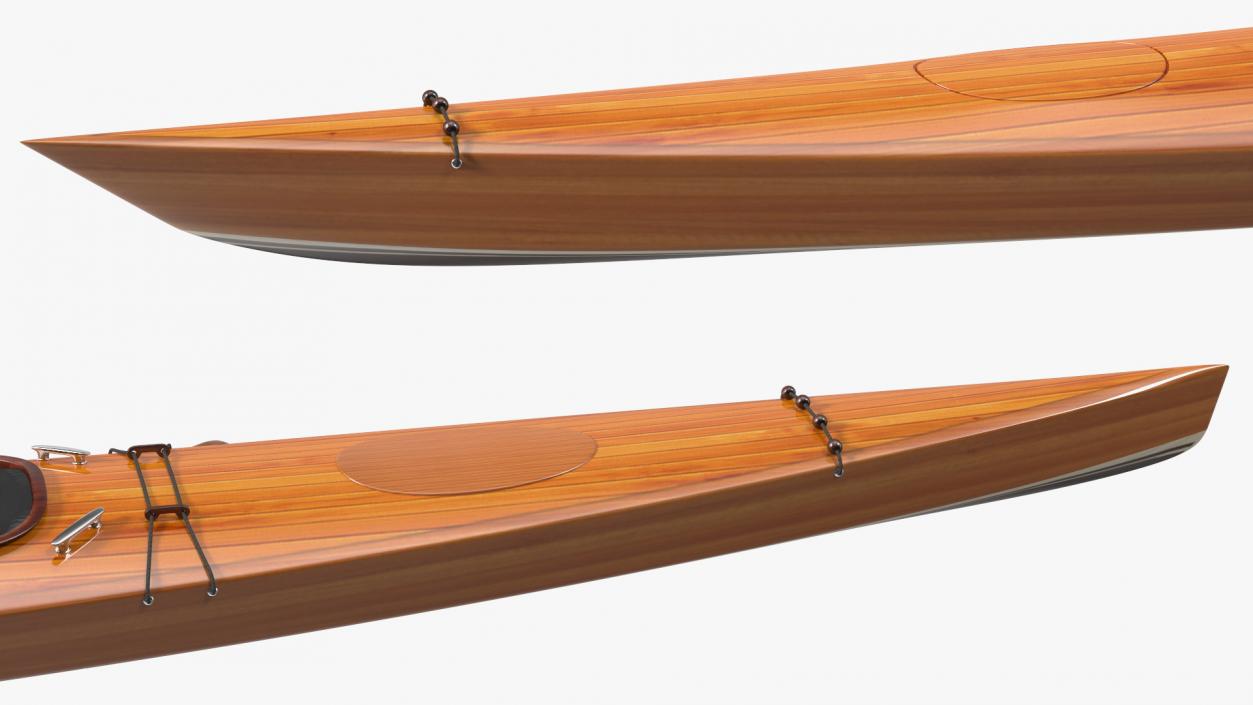 Wooden Kayak with Paddle 3D model