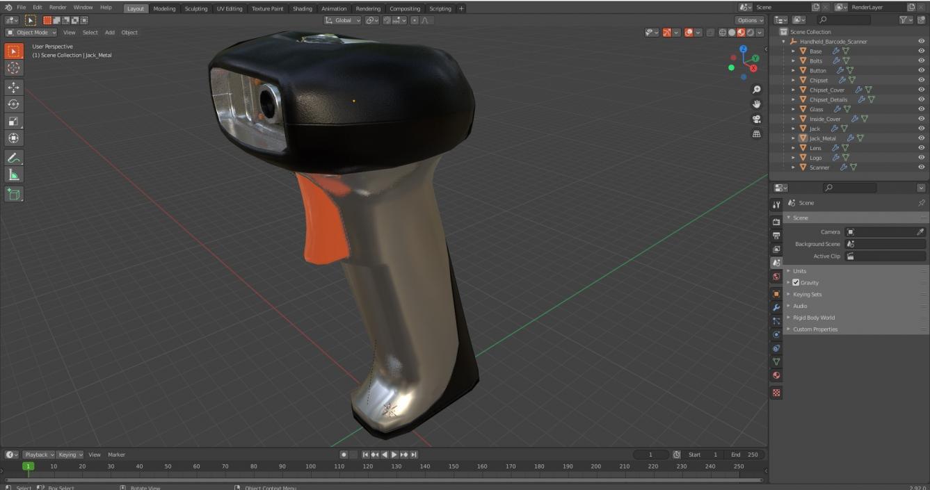 Handheld Barcode Scanner 3D model