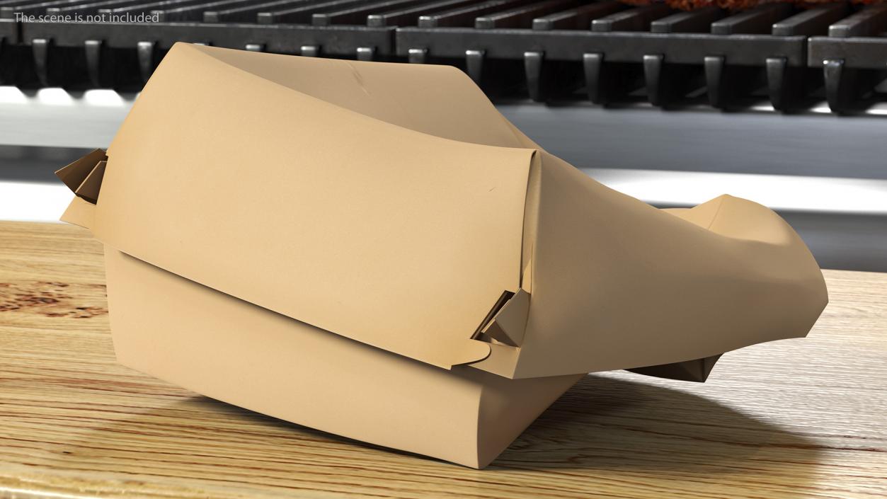 3D Crumpled Burger Box Brown Paper