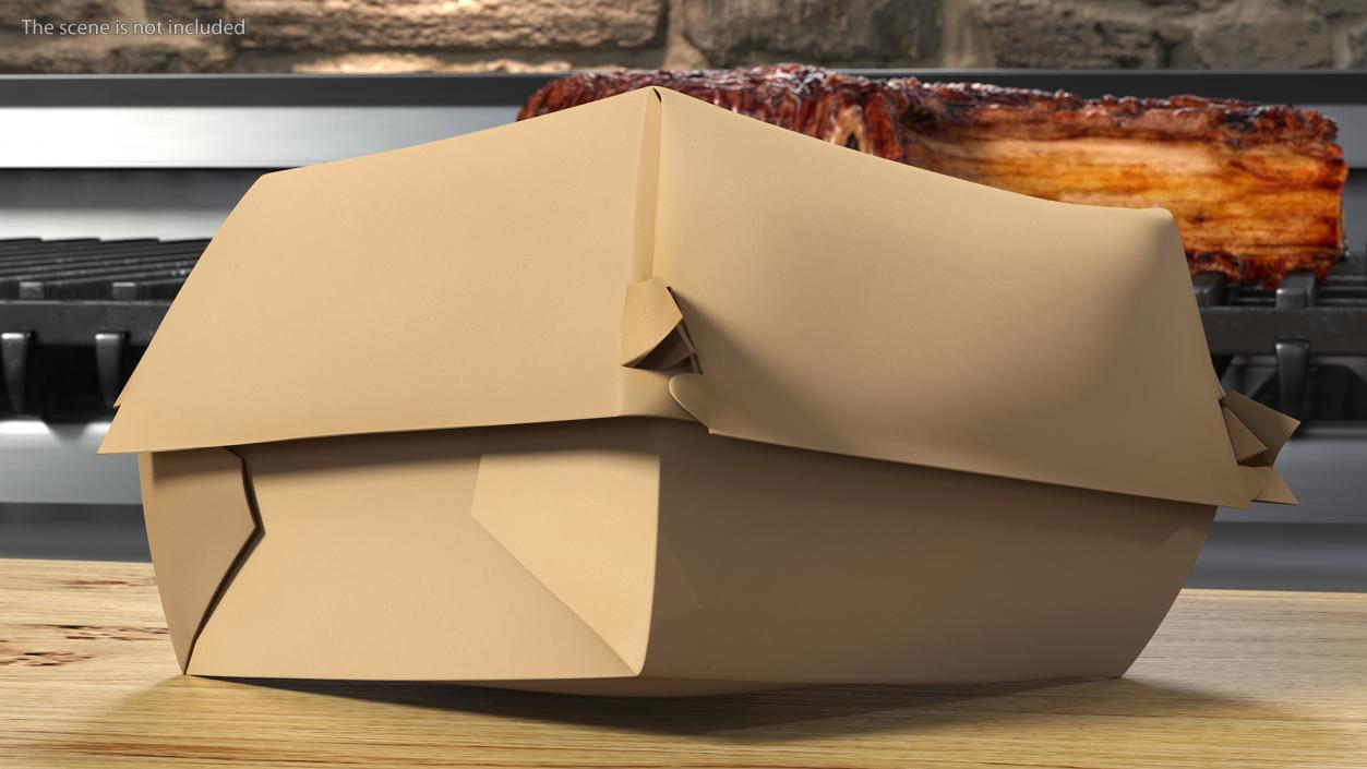 3D Crumpled Burger Box Brown Paper