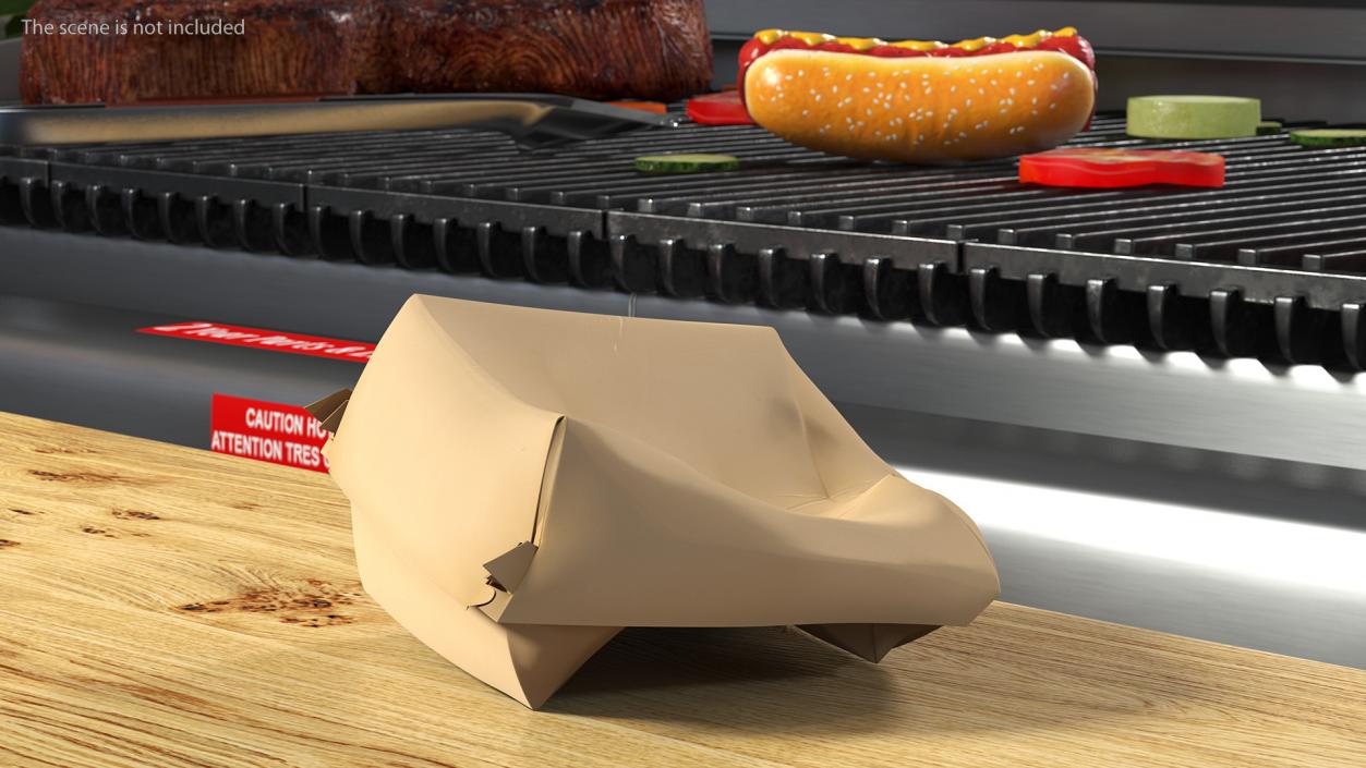 3D Crumpled Burger Box Brown Paper