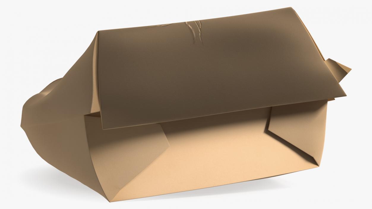 3D Crumpled Burger Box Brown Paper