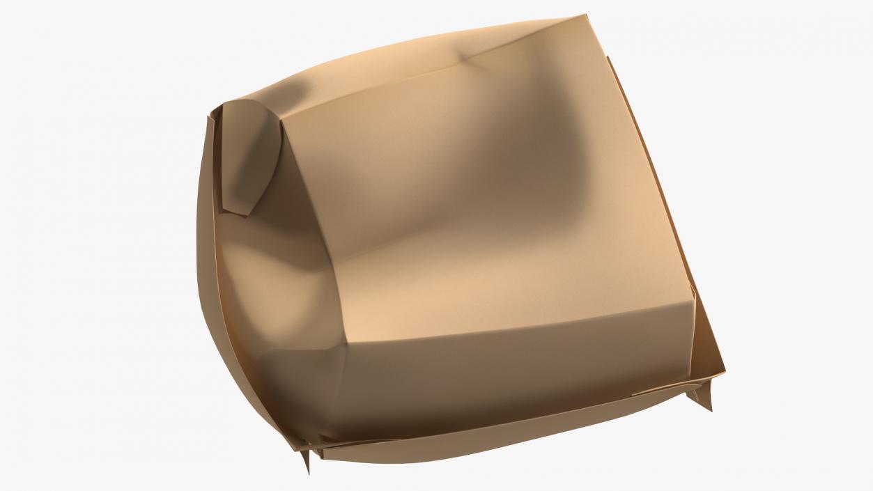 3D Crumpled Burger Box Brown Paper