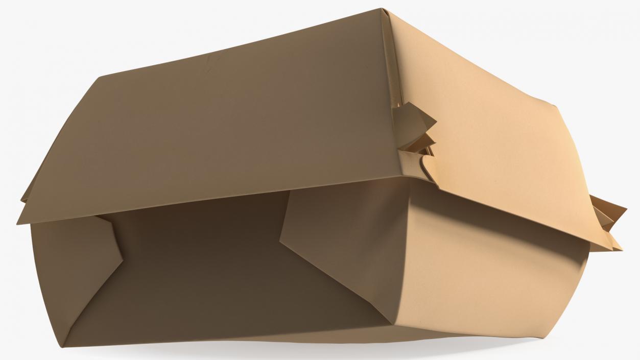 3D Crumpled Burger Box Brown Paper