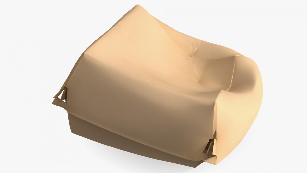 3D Crumpled Burger Box Brown Paper