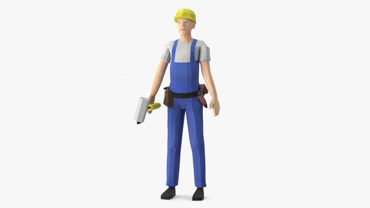 3D Low Poly Construction Worker model