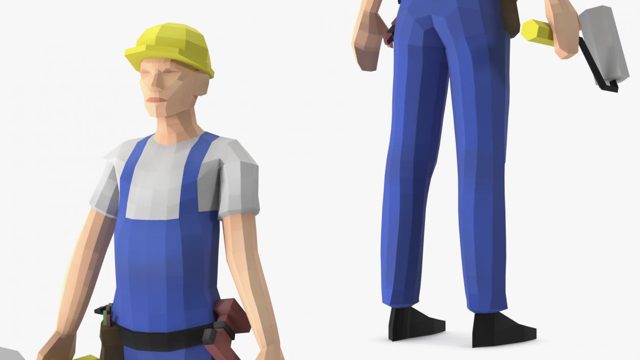 3D Low Poly Construction Worker model