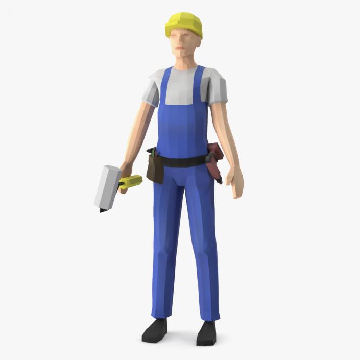 3D Low Poly Construction Worker model