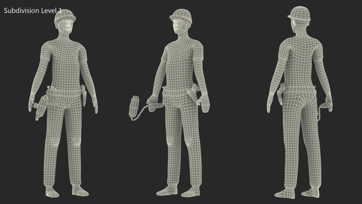 3D Low Poly Construction Worker model