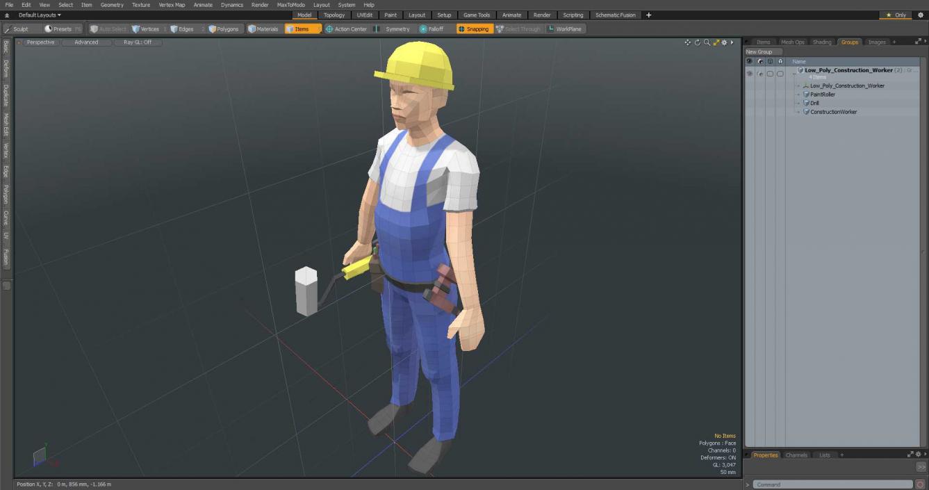 3D Low Poly Construction Worker model