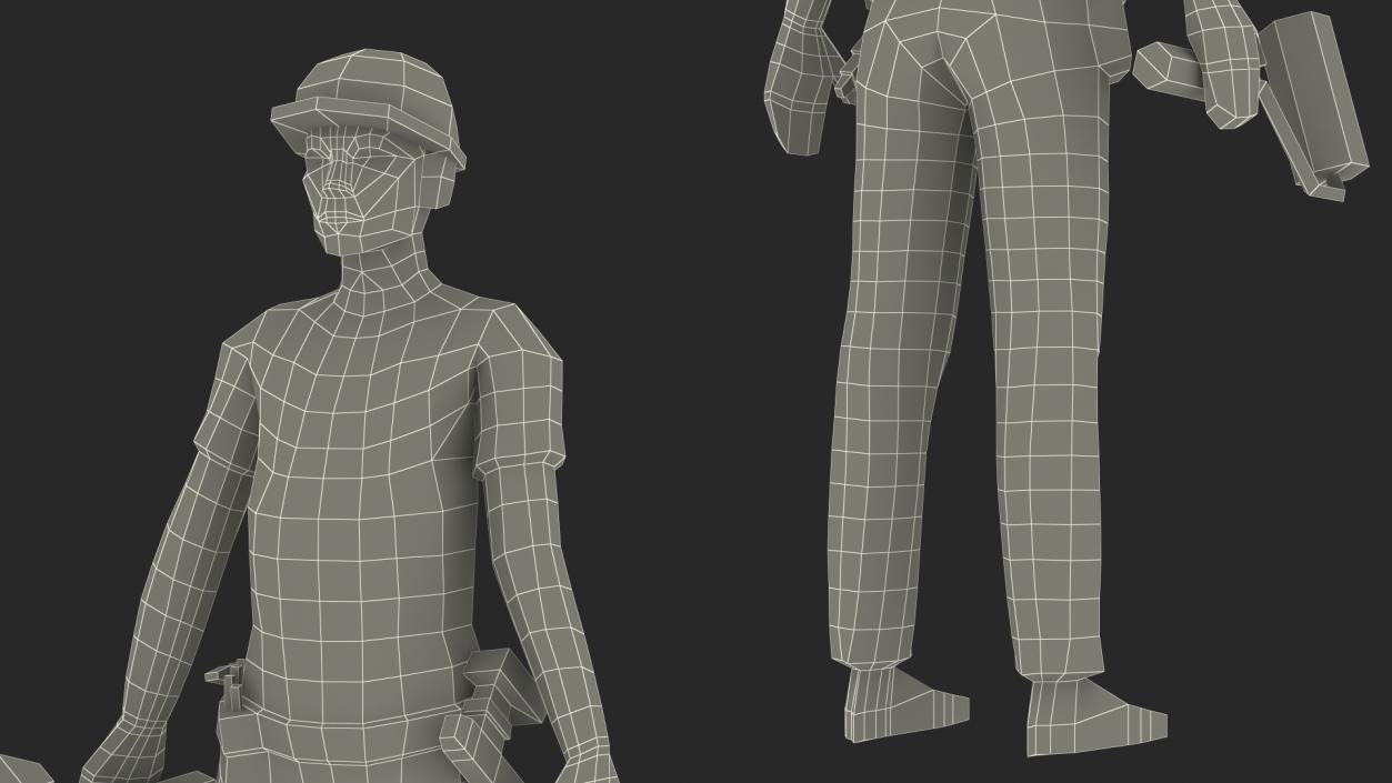 3D Low Poly Construction Worker model