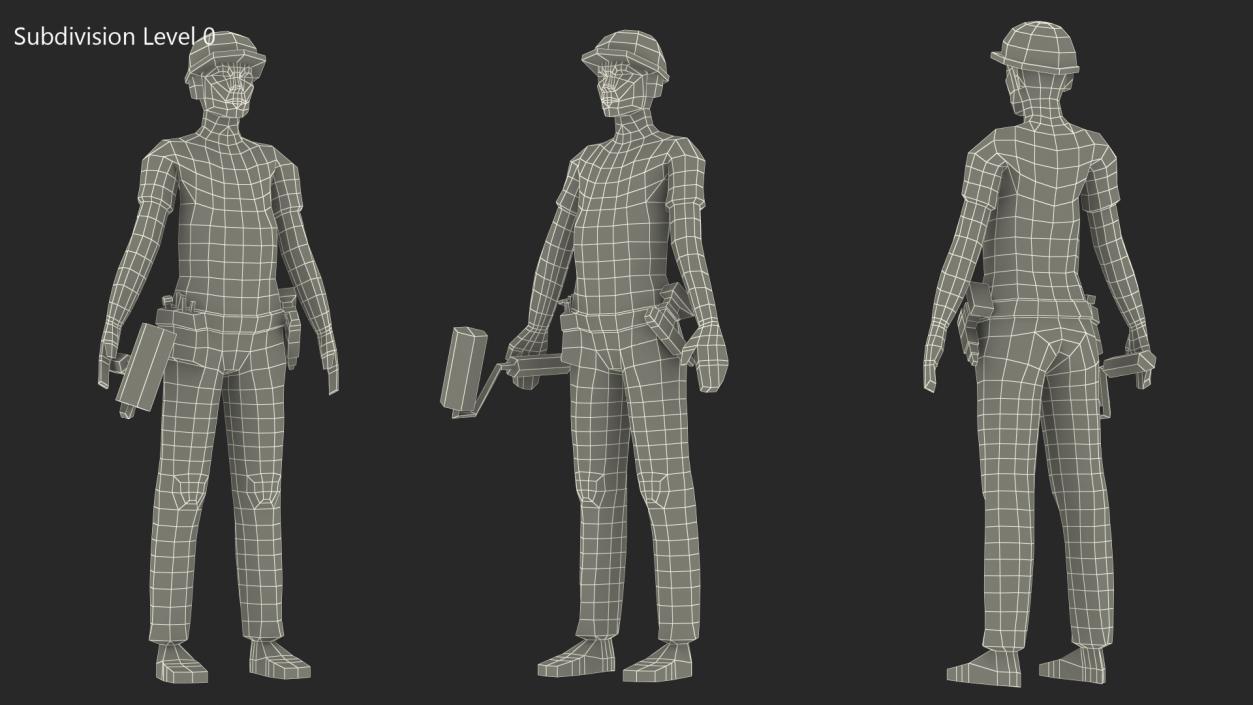 3D Low Poly Construction Worker model