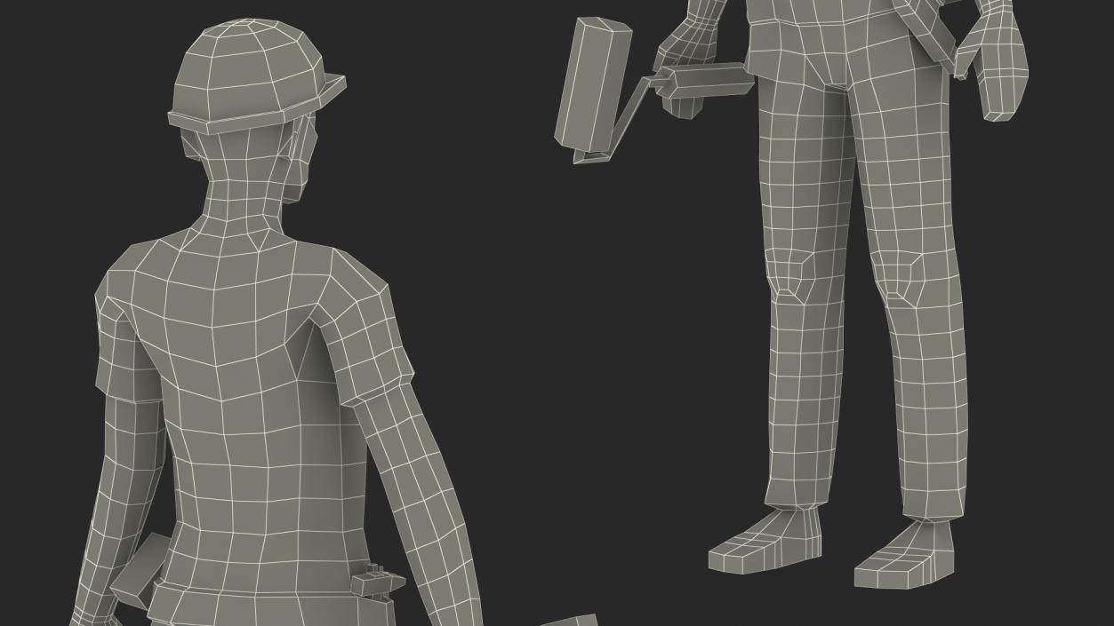 3D Low Poly Construction Worker model