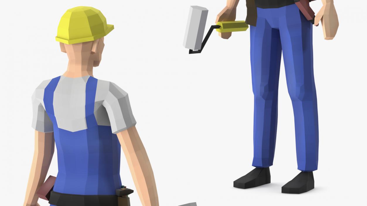 3D Low Poly Construction Worker model