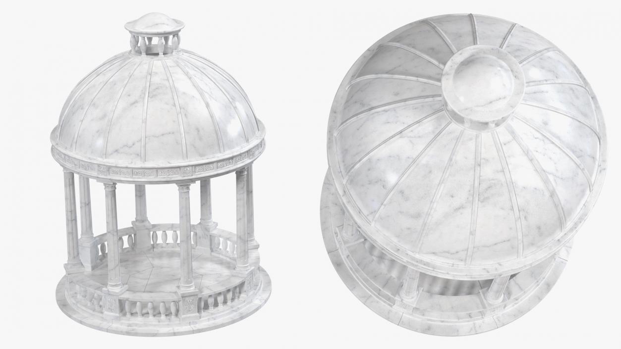 3D Outdoor Marble Gazebo with Roof