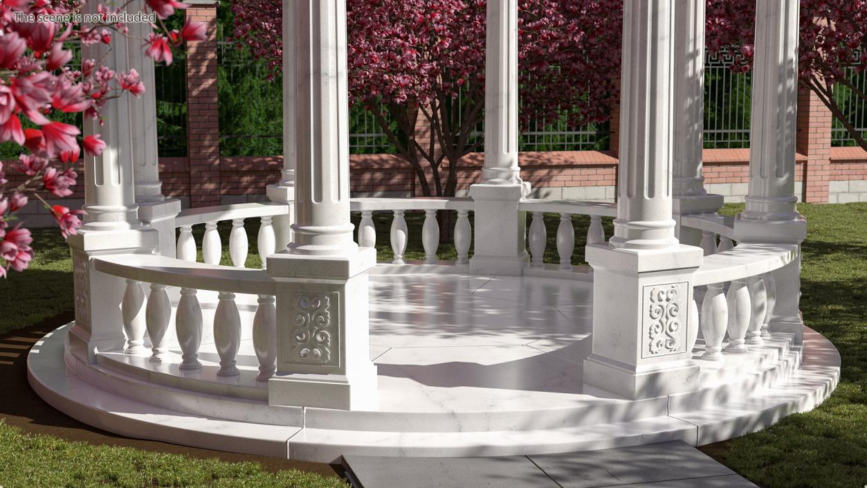 3D Outdoor Marble Gazebo with Roof