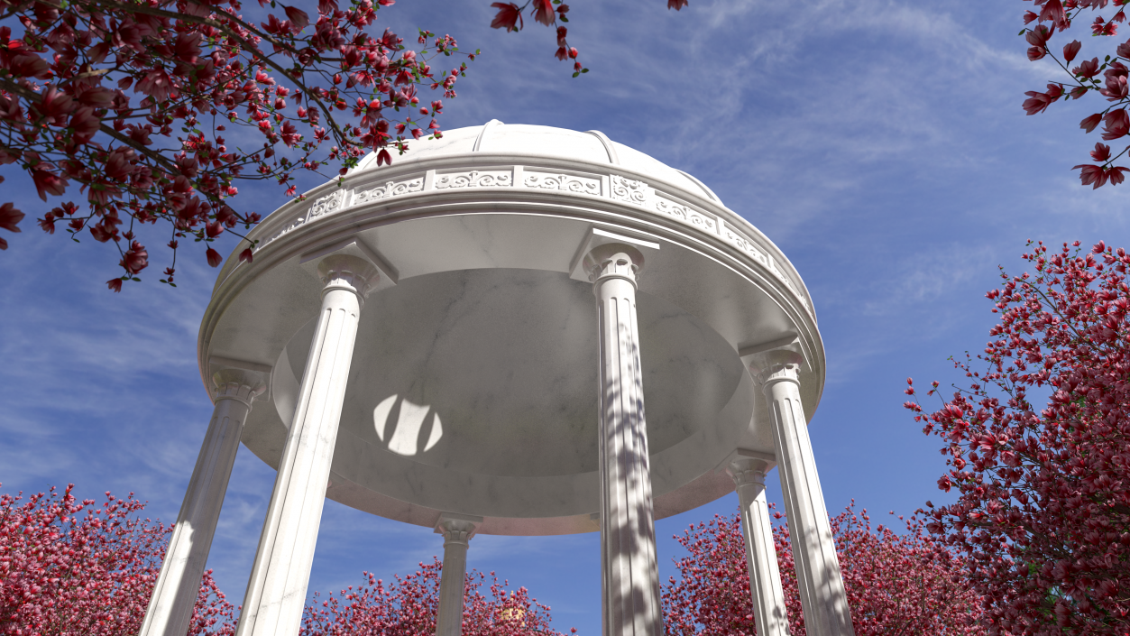 3D Outdoor Marble Gazebo with Roof