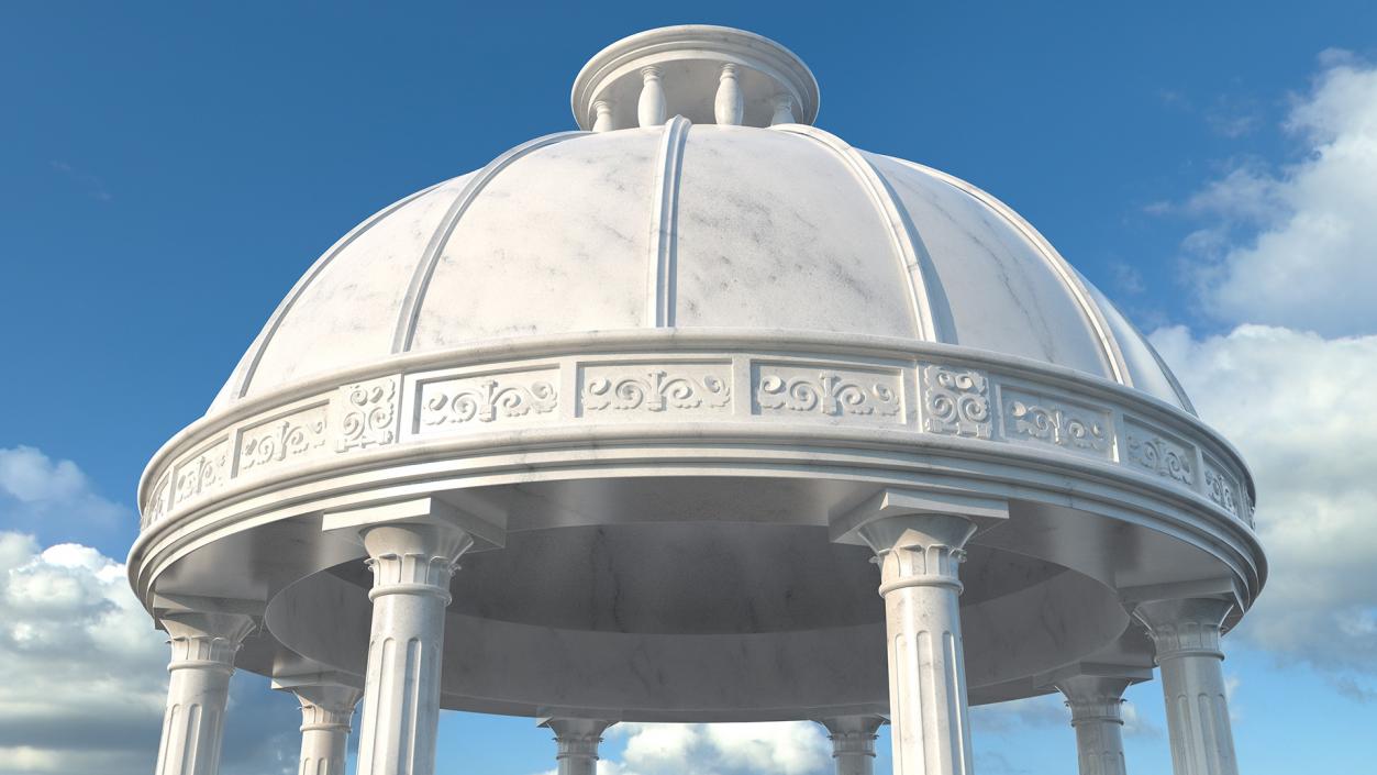 3D Outdoor Marble Gazebo with Roof