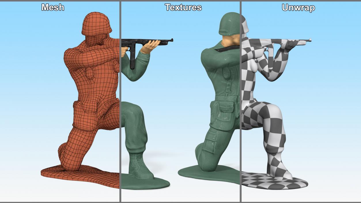 3D model Toy Soldier Crouched Down