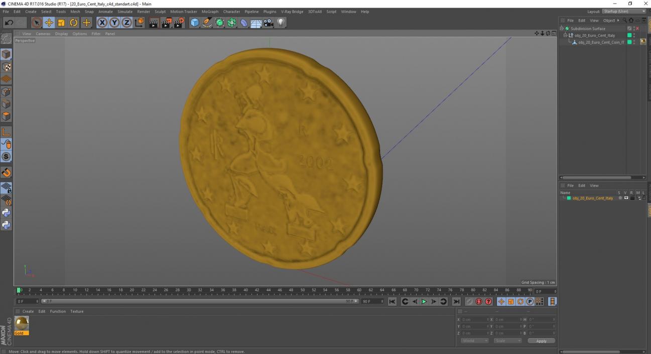 3D 20 Euro Cent Italy model