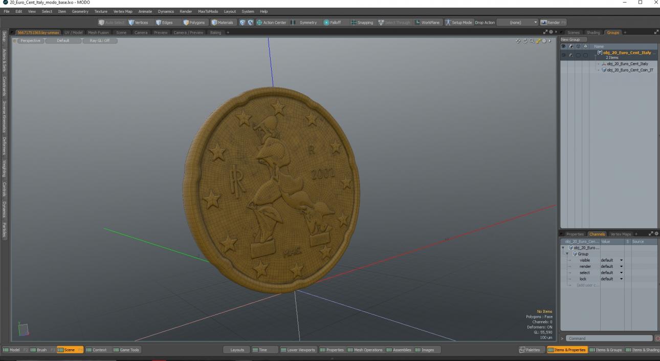 3D 20 Euro Cent Italy model