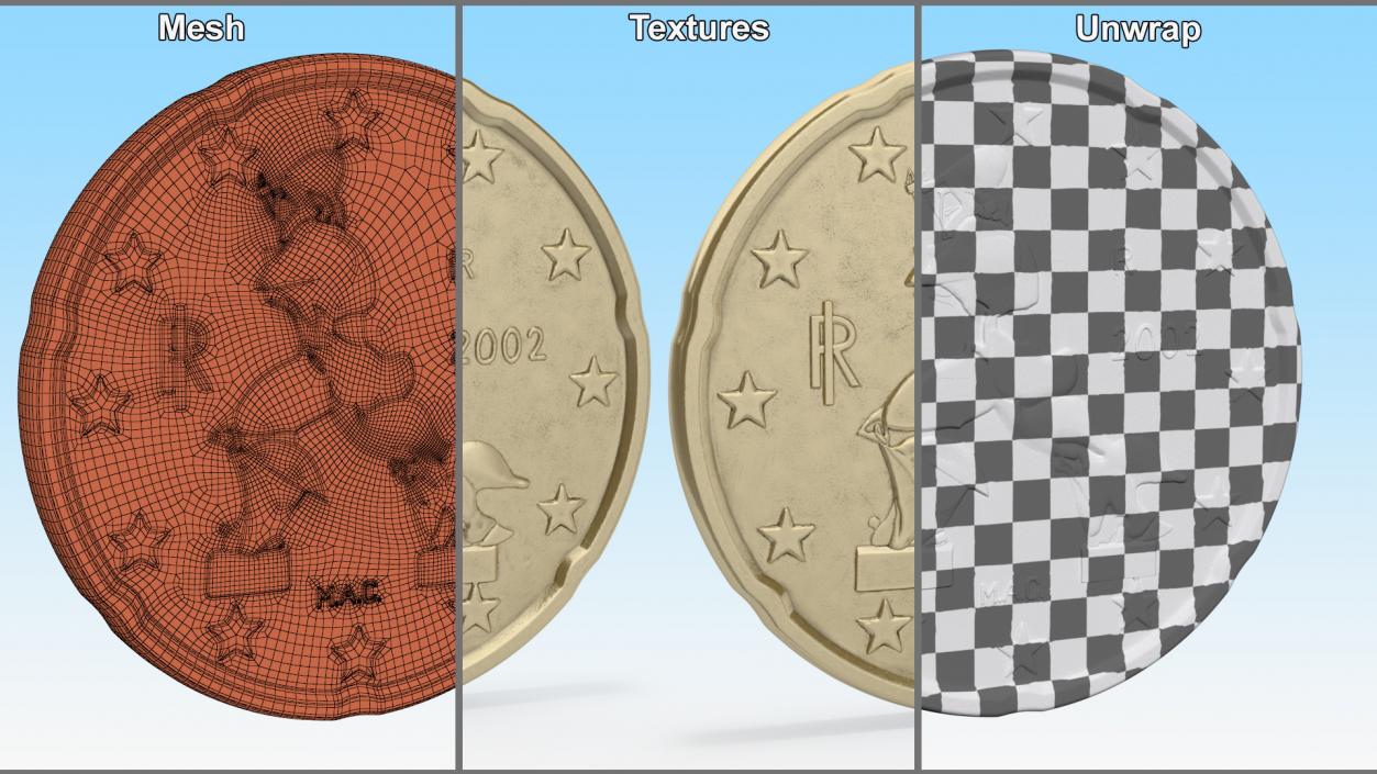 3D 20 Euro Cent Italy model