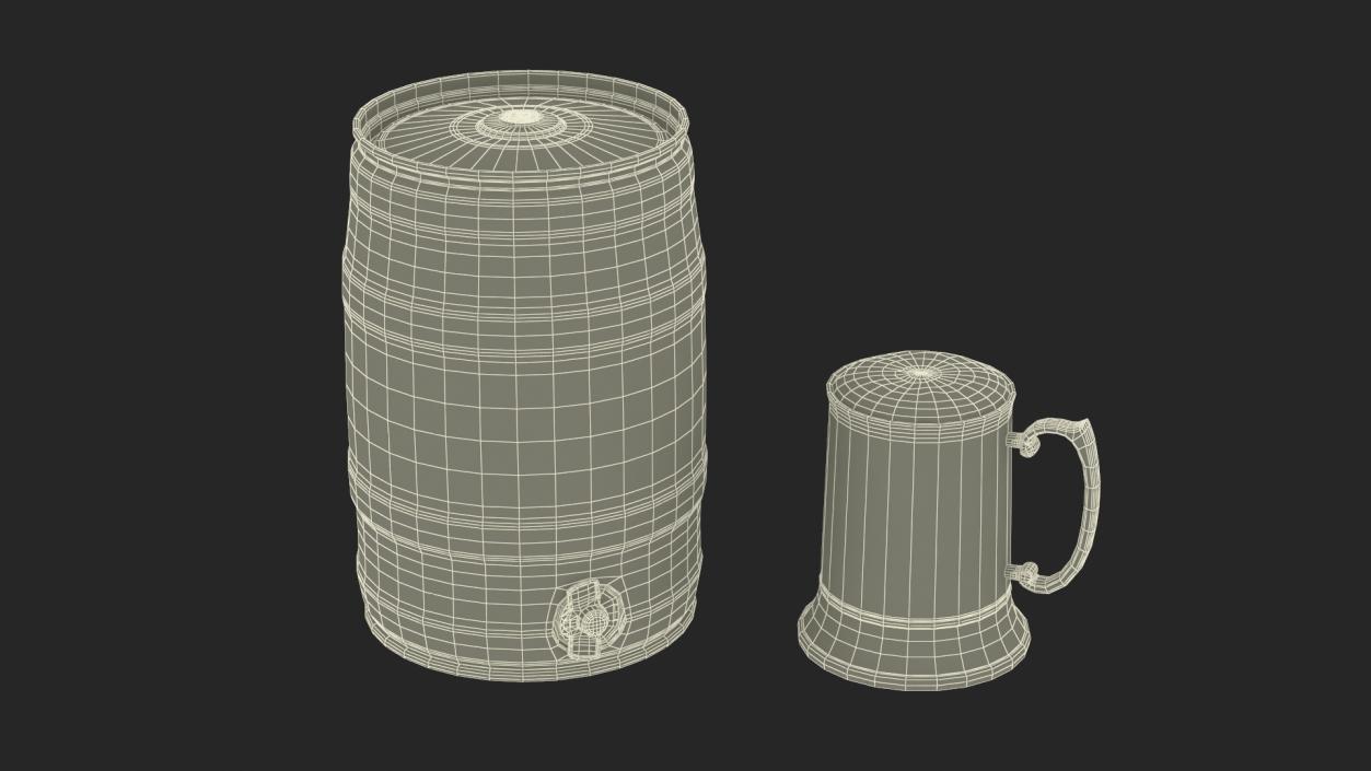 Beer Keg with Mug Mockup 3D model