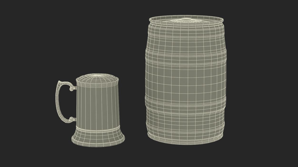 Beer Keg with Mug Mockup 3D model