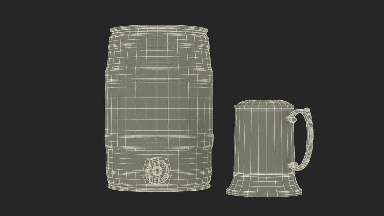 Beer Keg with Mug Mockup 3D model